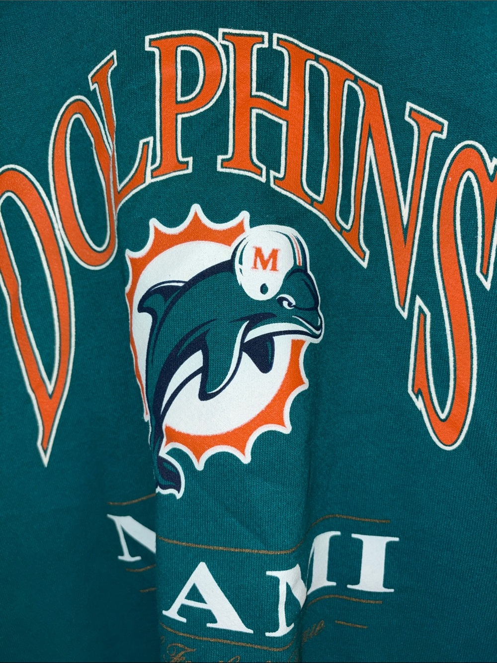 Logo Athletic Teal Crewneck Sweatshirt with Orange Dolphins Graphic
